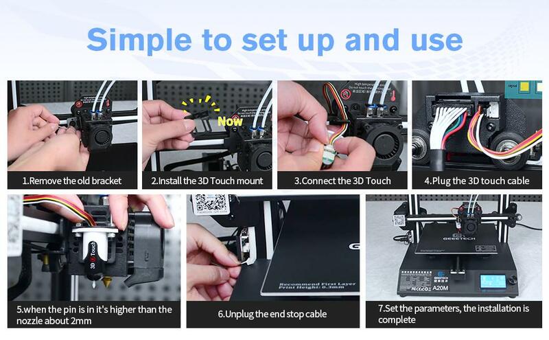 GEEETECH – pièces d'imprimante 3D capteur de nivellement automatique 3D Touch V3.2 Pro haute précision, 4 jeux d'écrous de nivellement en alliage d'aluminium avec 2 câbles