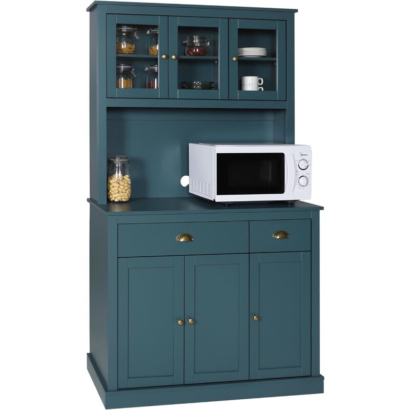 Kitchen Pantry Storage Cabinet with Microwave Stand, 71'' Freestanding Hutch Cabinet with Buffet Cupboard
