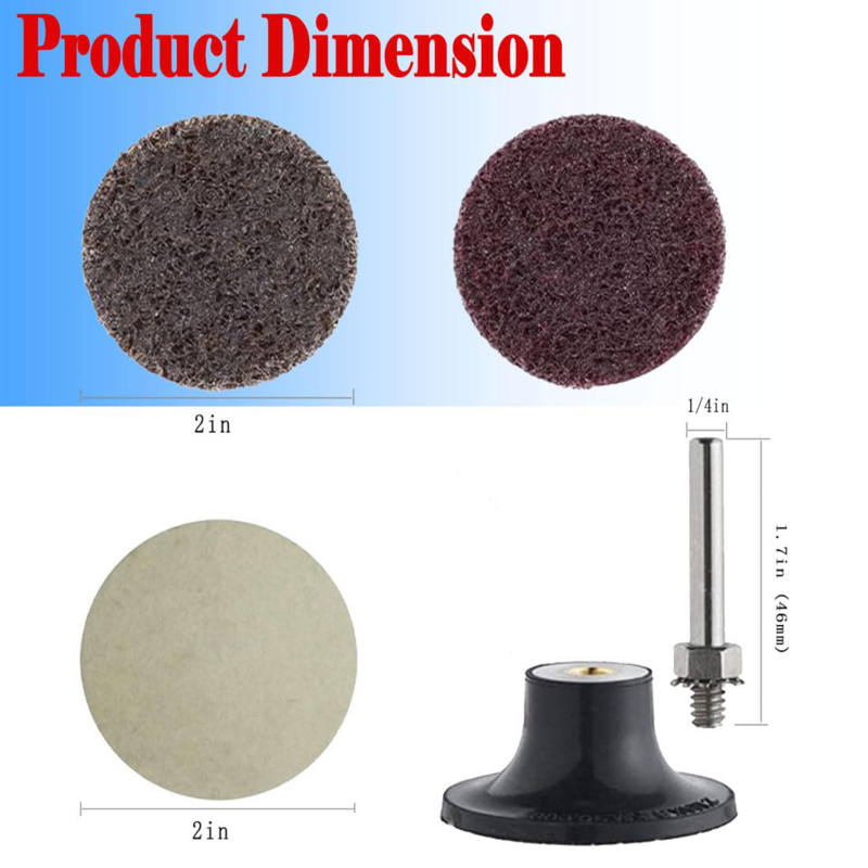 2 Inch Sanding Discs Quick Change Polishing Discs 50 Pcs with 1/4'' Holder for Polishing Stainless Steel Alloys Plastic