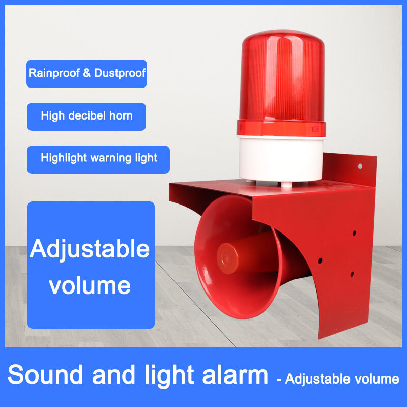 220V 24V 12V Industrial Sound And Light Alarm Red LED High Power High Decibel Wireless Remote Control Alarm Horn For Security