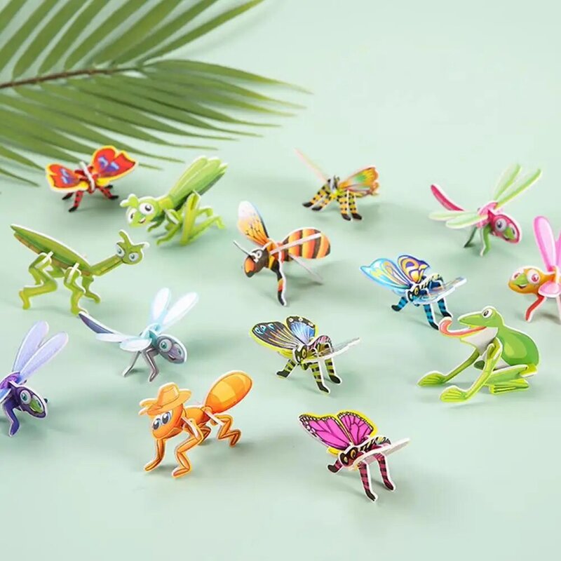 Bambini puzzle tridimensionali Cartoon Dinosaur Insect Cognition Toys Favors puntelli educativi Party Funny Birthday Animal L2L9