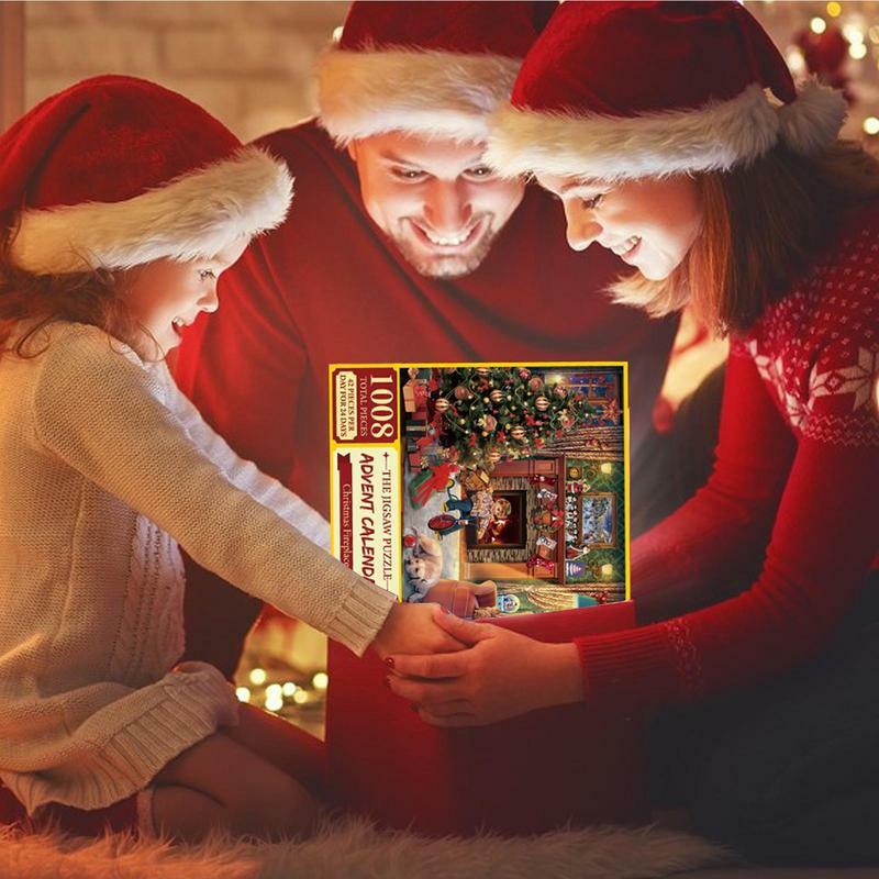 Kalender Advent 2023 teka-teki Jigsaw Natal 24 hari teka-teki kedatangan teka-teki Natal 1008 buah 24 Hari Natal
