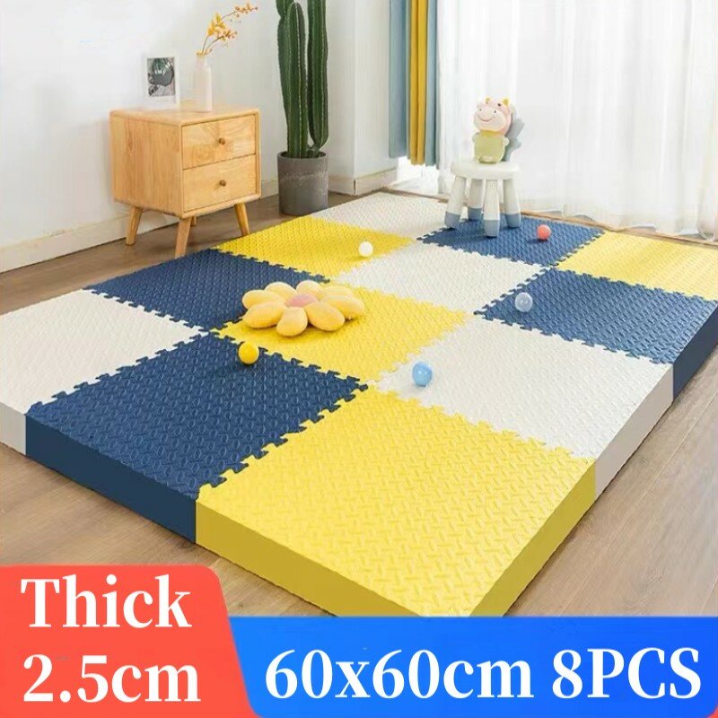 Tikar kaki 60x60cm, tikar Kebisingan lantai 8 buah tebal 2.5cm Tatame bayi bermain Aktivitas untuk bayi karpet lipat permainan tikar Puzzle