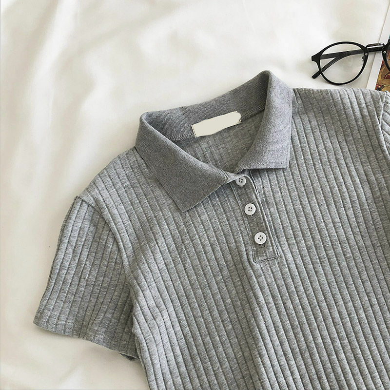 Dzianinowe damskie młodzieńcze bluzki bluzki Polo topy z obrożą zwykłe koszulki ubrania szykowne 2023 nowe Preppy