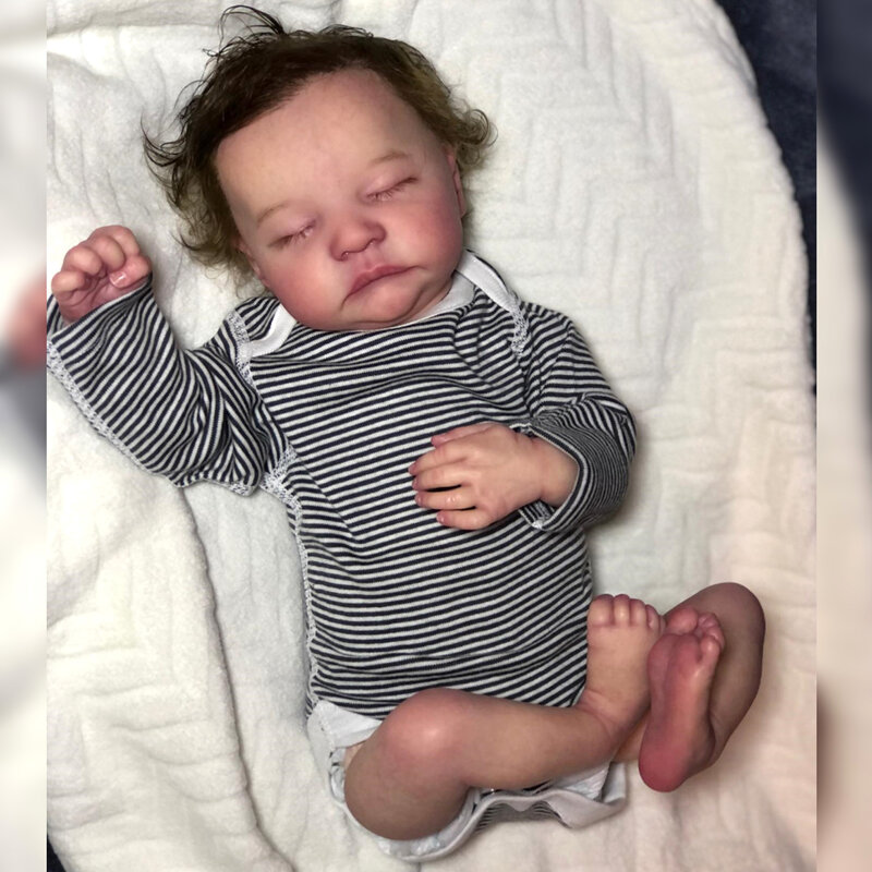 19 "Levi Bebe Reborn Handgemaakte Levensechte Real Art Slapen Pasgeboren Baby Doll 3D Painted Skin Met Zichtbare Aderen