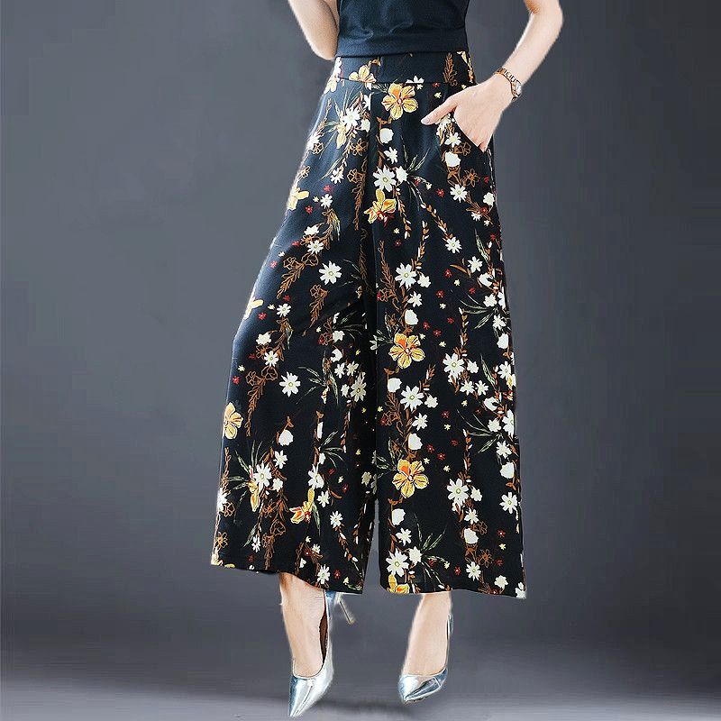 2024 New Printing Straight Pocket Ladies Fashion High Waist Patchwork Odzież damska Summer Vintage Luźne spodnie z szerokimi nogawkami
