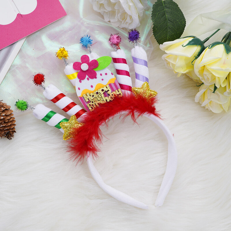 Buon compleanno fascia Kawaii cappello berretti candela torta copricapo neonate copricapo cerchi per capelli Baby Shower Party Decor puntelli per foto