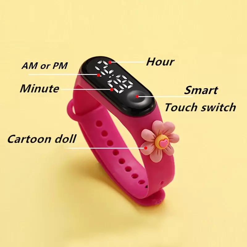 Relojes electrónicos digitales para niños y niñas, reloj LED impermeable con pantalla táctil inteligente, pulsera deportiva
