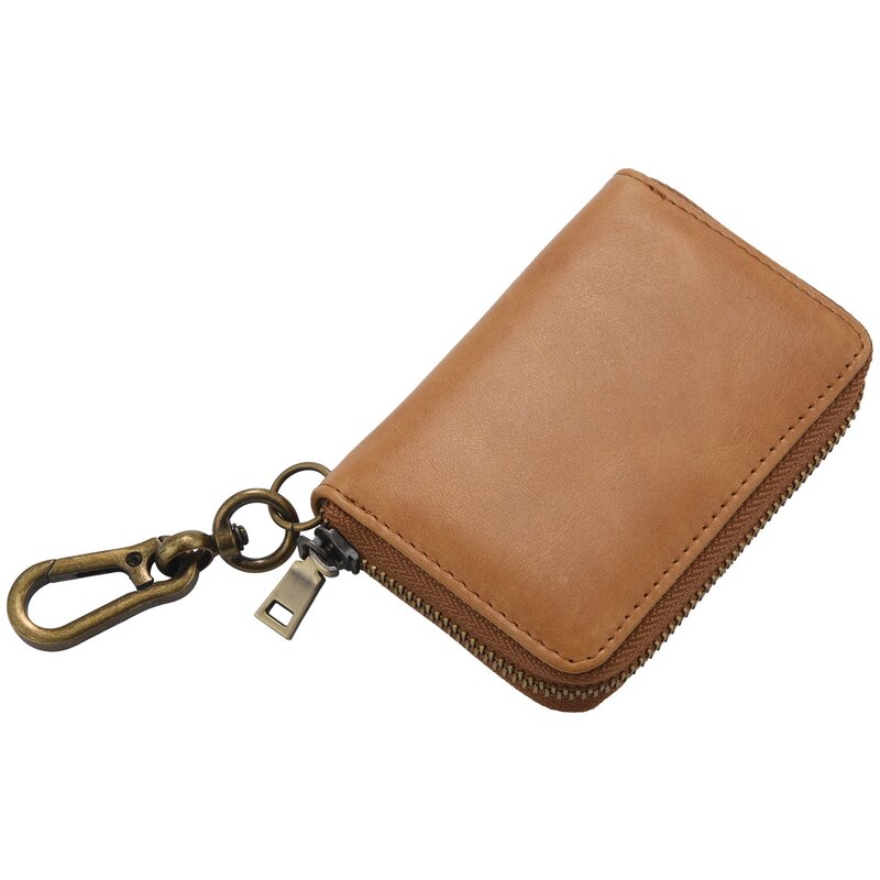 Leather Men&Women Key Wallet Unisex Rfid Blocking Business Key Case Fashion Card Holder Coin Purse Key Case Brown