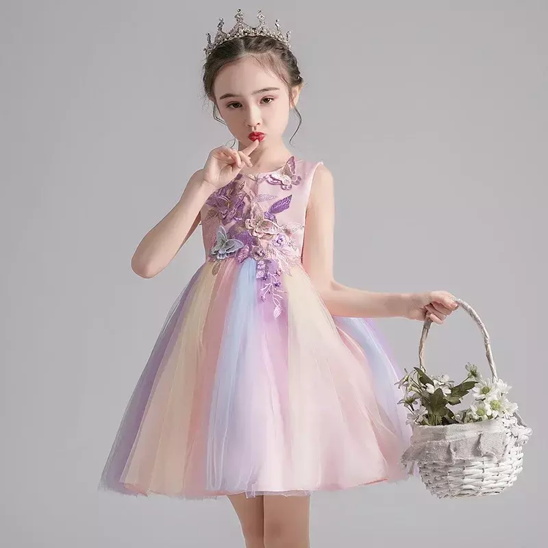 Children's performance attire, host's dress, girl's dress, Korean version, 2021 Chinese children's dress
