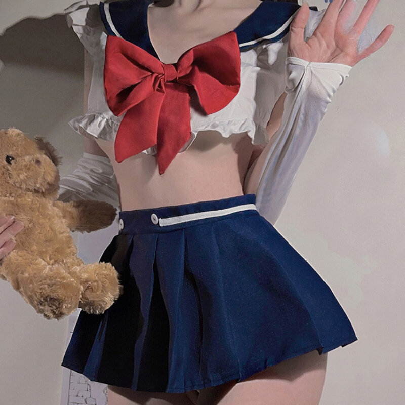 Japońska szkoła dziewczyny Cosplay kostiumy dla do odgrywania ról Sexy kobiet komplet bielizny erotyczne Anime mundurek szkolny seksowna dziewczyna pornograficzne