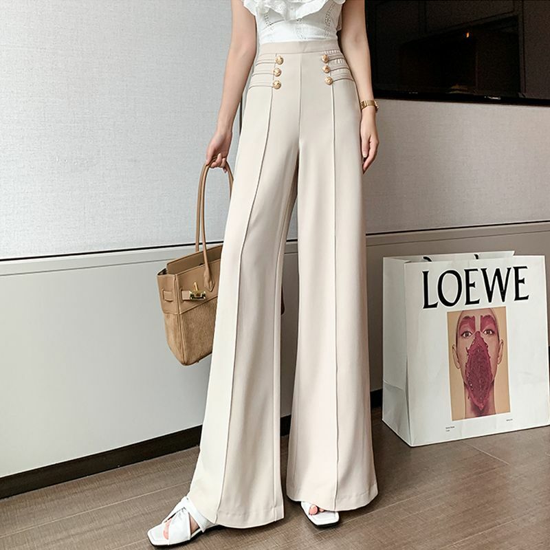 Women Wide Leg Pants Women 2023 New Spring Autumn Korean Loose Female Floor-Length Straight Suits Long Trousers Tops S04