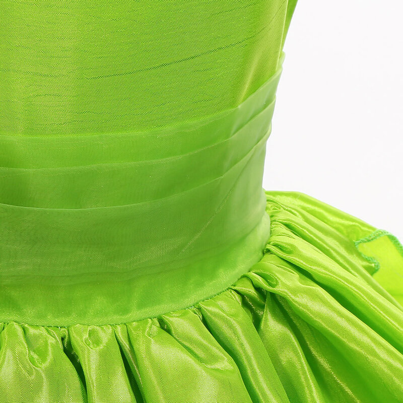 아기 소녀 팅커벨 원피스, 어린이 녹색 요정, 숲 엘프 요정 코스프레, 코스튬 플라잉 슬리브, 잎 모양 의상