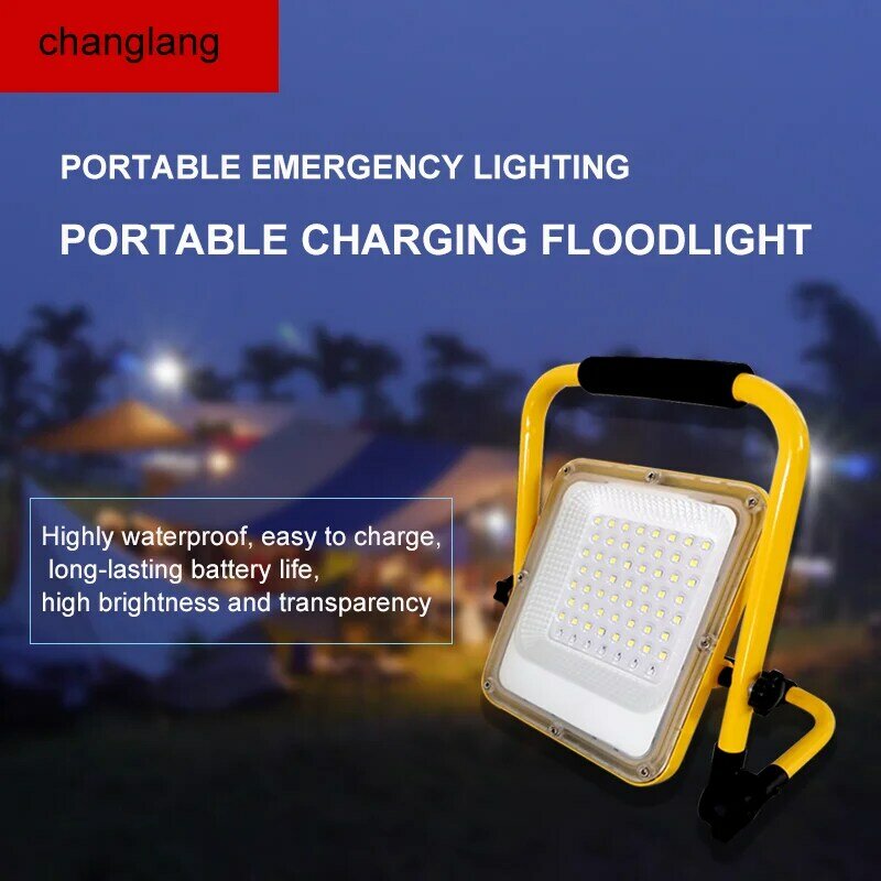 50W 100W LED Rechargeable Floodlight Waterproof Outdoor Emergency LED li-ion battery Spotlight Searchlight Portable flash Light