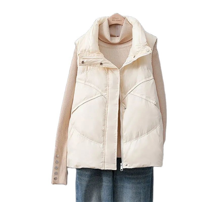 Jaket tanpa lengan wanita, 5XL jaket katun terang musim gugur dan musim dingin rompi mantel pendek pakaian luar kasual L48