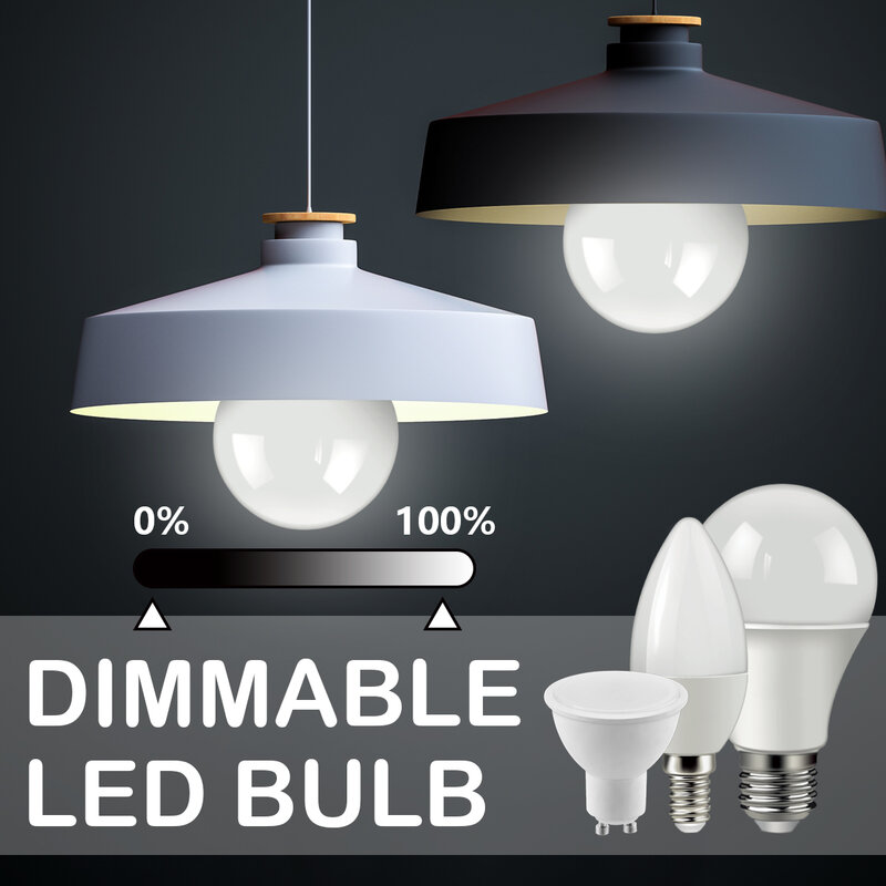 LED dimming spotlight bulb  GU10 A60 C37 220V 5W-10W E27 E14 warm white light suitable for bedside lamp, study and living room