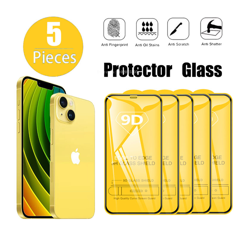 Закаленное стекло твердостью 9H для iPhone14 13 12 11 Pro Max, защитная пленка для экрана IPhone X, XR, XS Max, 7, 8 Plus, 5 шт.