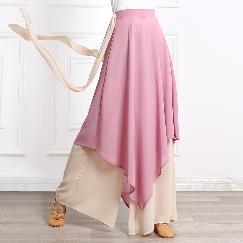 Celana Panjang Tari Cina Celana Kulot Sifon Longgar dan Elegan Wanita Pakaian Pertunjukan Klasik Berlatih Kulot Kaki Lebar