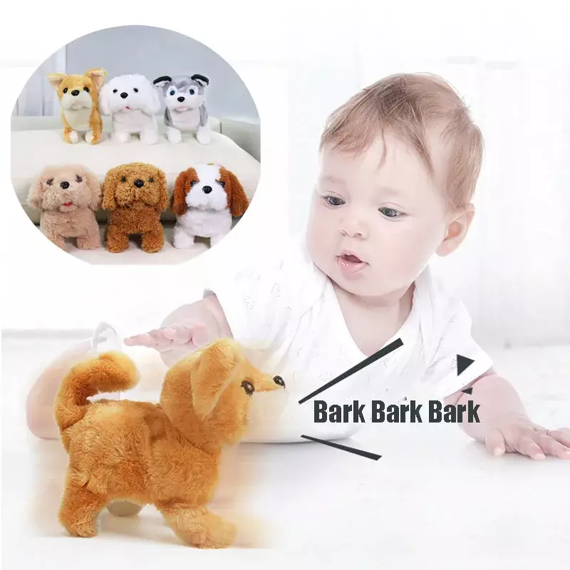 전기 시뮬레이션 강아지 봉제 장난감 인터랙티브 귀여운 강아지 로봇, 재미있는 흔드는 장난감, 어린이 생일 크리스마스 선물, 18cm