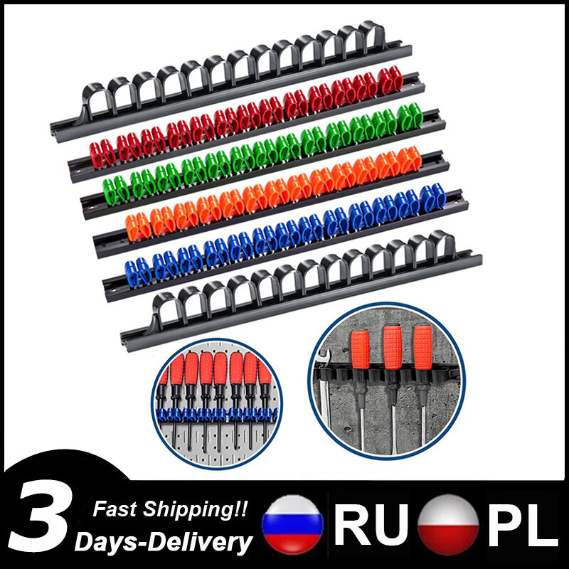 Porte-outils en plastique avec clips, tournevis, rail, cintre, 6 pièces