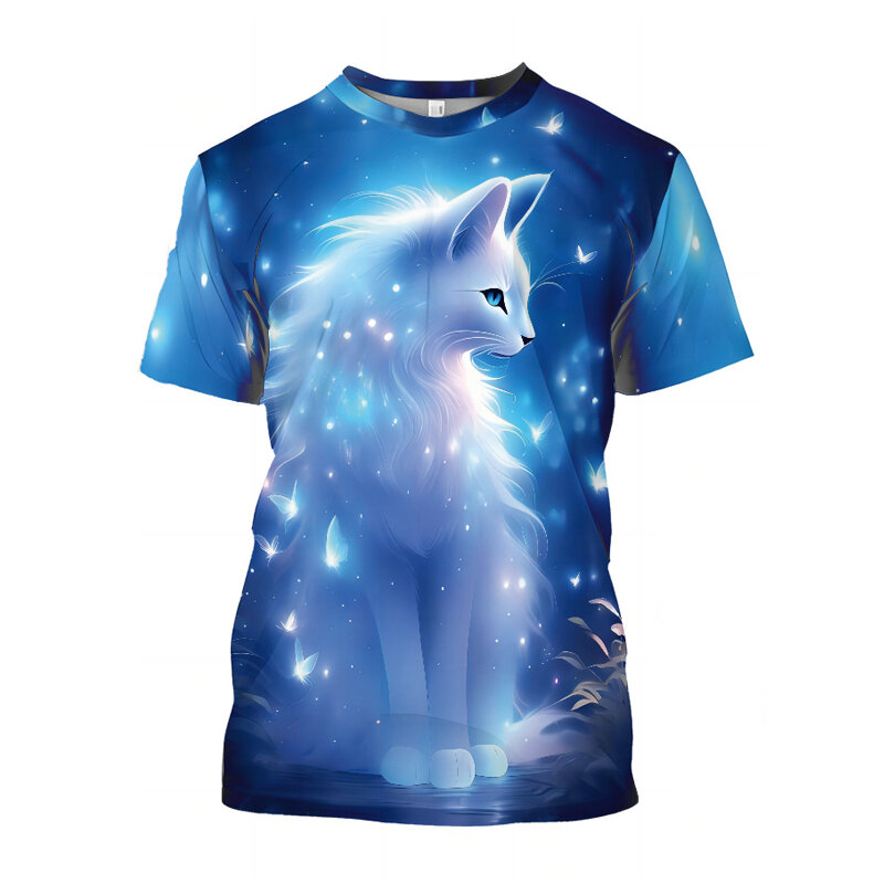 Модная женская футболка с 3D принтом кошки, футболки, топы, новинка 2024, футболка Harujuku с коротким рукавом с животными, Свободная Женская одежда оверсайз