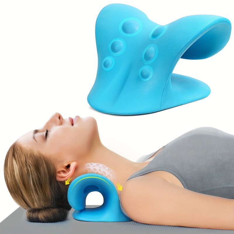 Relajante de cuello y hombros en forma de C, dispositivo de tracción Cervical, alineación de la columna vertebral, almohada quiropráctica, camilla de cuello, masajeador