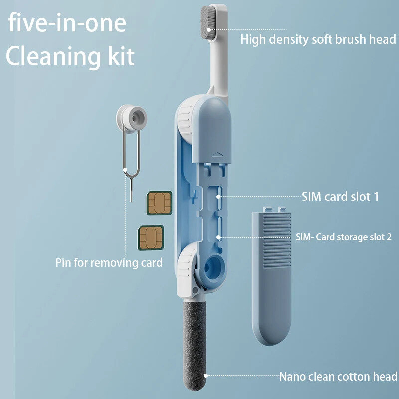 Kit de cepillo limpiador de auriculares 5 en 1, punta de esponja suave para AirPods Pro 1 2, auriculares Bluetooth, cepillo de limpieza para teclado de iPhone y portátil