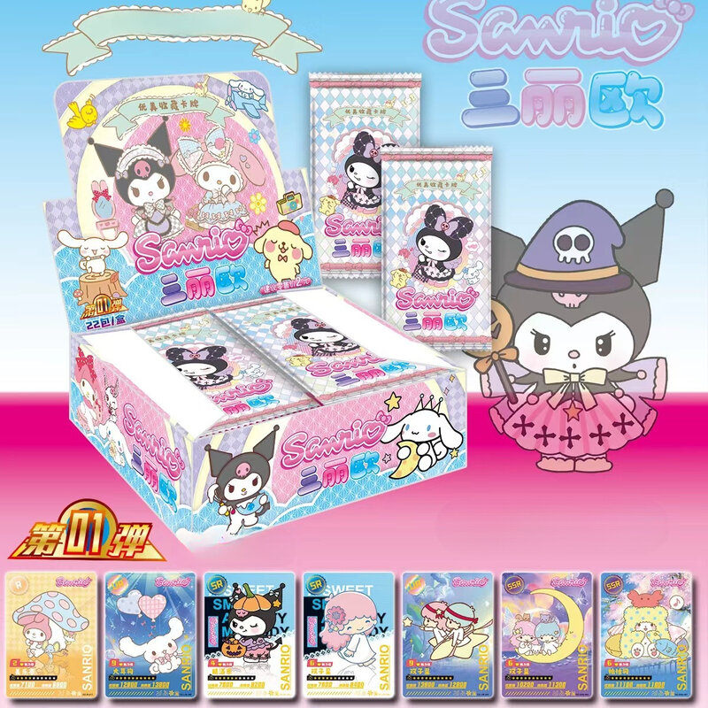 Sanrio Kuromi-Tarjeta brillante de Hello Kitty para niños, juego coleccionable de dibujos animados, My Melody, Cinnamoroll, regalo de vacaciones