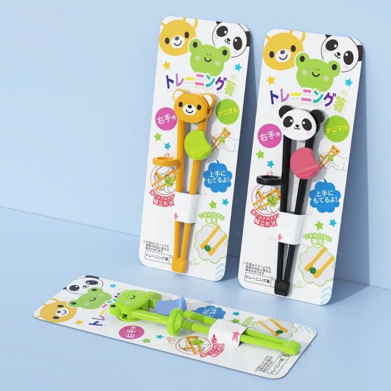 Pauzinhos de animais animados para crianças, Urso bonito, Panda, Pauzinho de aprendizagem elementar, Baby Kids Training Talheres, Food Sticks