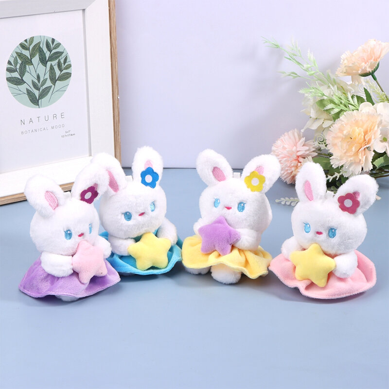Cute Star Bunny Plush Toy Cartoon Rabbit Pendant Soft Stuffed Doll Keychain Backpack Car Bag Key Ring Decor Kid Gift