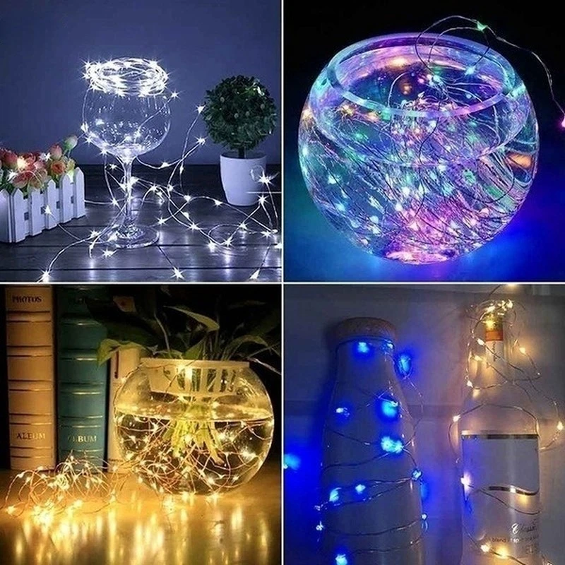 Guirnalda de luces LED para Navidad, luz de hadas impermeable con batería, decoración de fiesta de boda y vacaciones