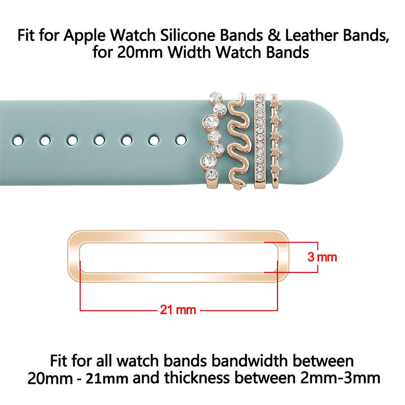 Charms For Apple watch band 9 8 7 6 3 se Diamond Jewelry Accessories samsung/Huawei watchstrap Decoration 20/22mm watch Bracelet