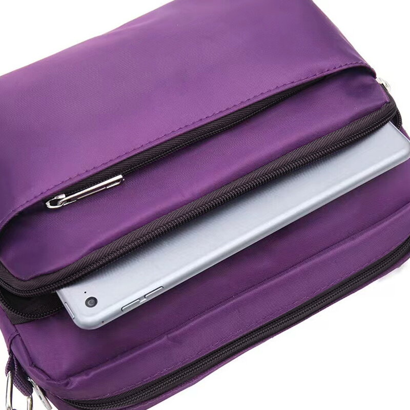 Tas selempang bahu tunggal ungu santai portabel komuter kapasitas besar tas penyimpanan pola cetak seri huruf motif bunga