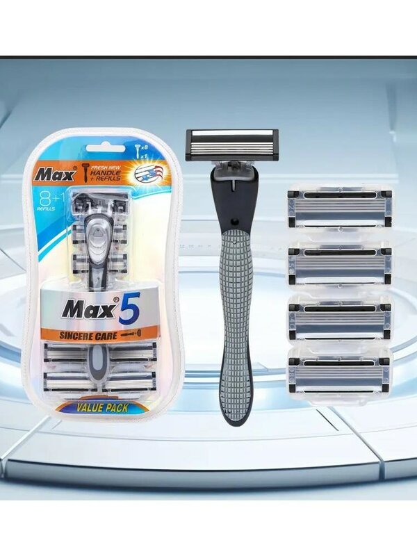 Lâmina de barbear reutilizável para homens, lâmina importada, barbeador de 5 camadas, novo design