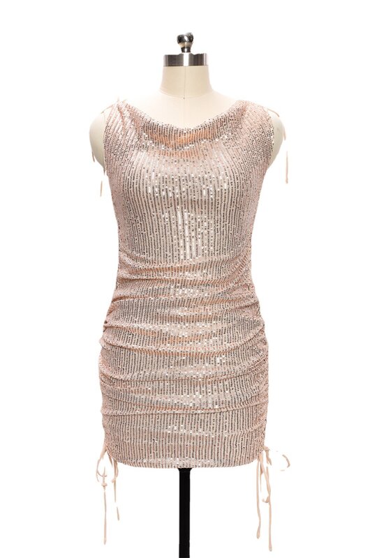 Kobiety Bodycon Spaghetti suknia wieczorowa cekinami bandaż bez rękawów Slim Party Dress Sexy moda Mini sukienki do klubu