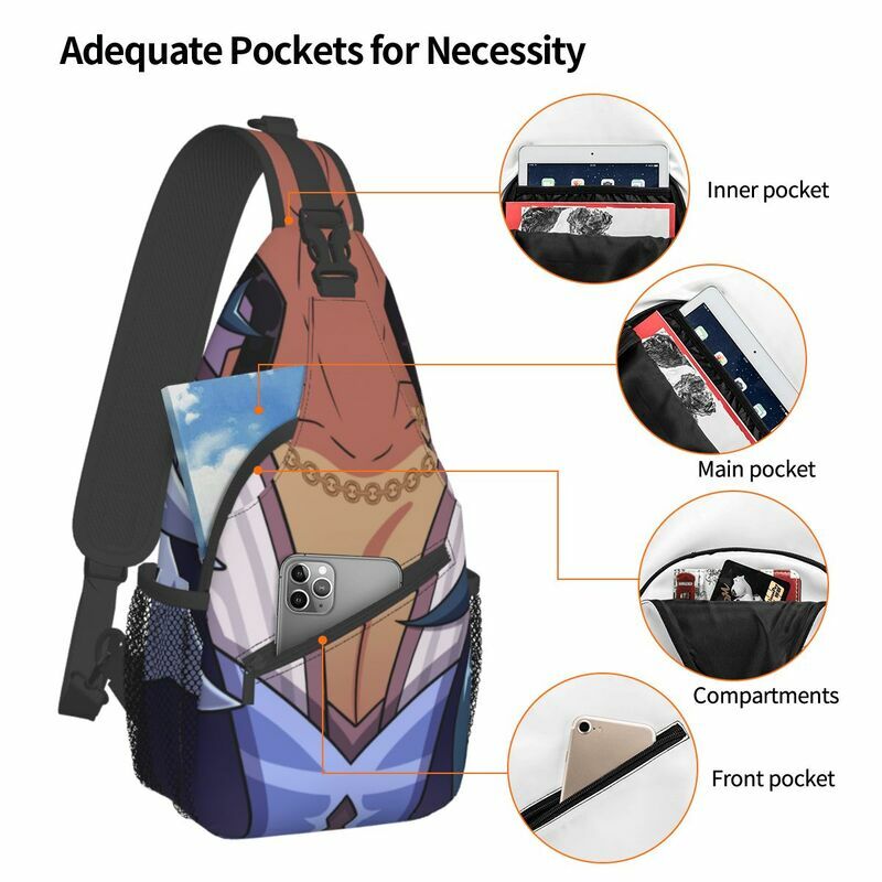 Cool Genshin Impact Kaeya Tiddies Sling Bags para viajes, senderismo, Anime Game Chest Crossbody Backpack Shoulder Daypack para hombres