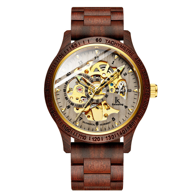 IK แบรนด์หรูแฟชั่นนาฬิกาผู้ชายอัตโนมัตินาฬิกาข้อมือผู้ชายนาฬิกาโครงกระดูก