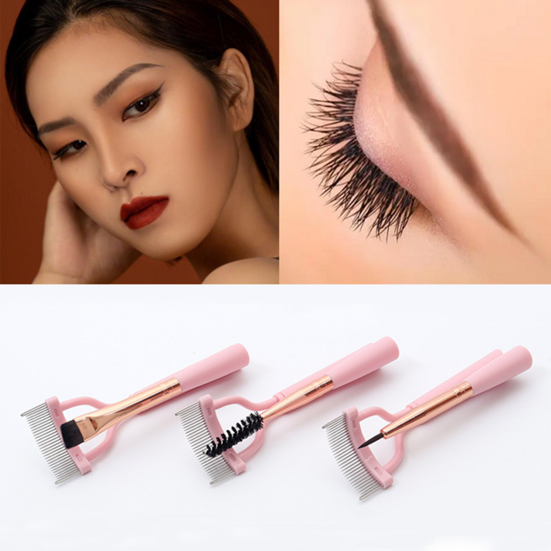 Double Head Eyelash Curler Beauty Makeup Lash Separator Foldable Metal Eyelash Brush Mascara Curl Beauty Makeup Cosmetic Tool
