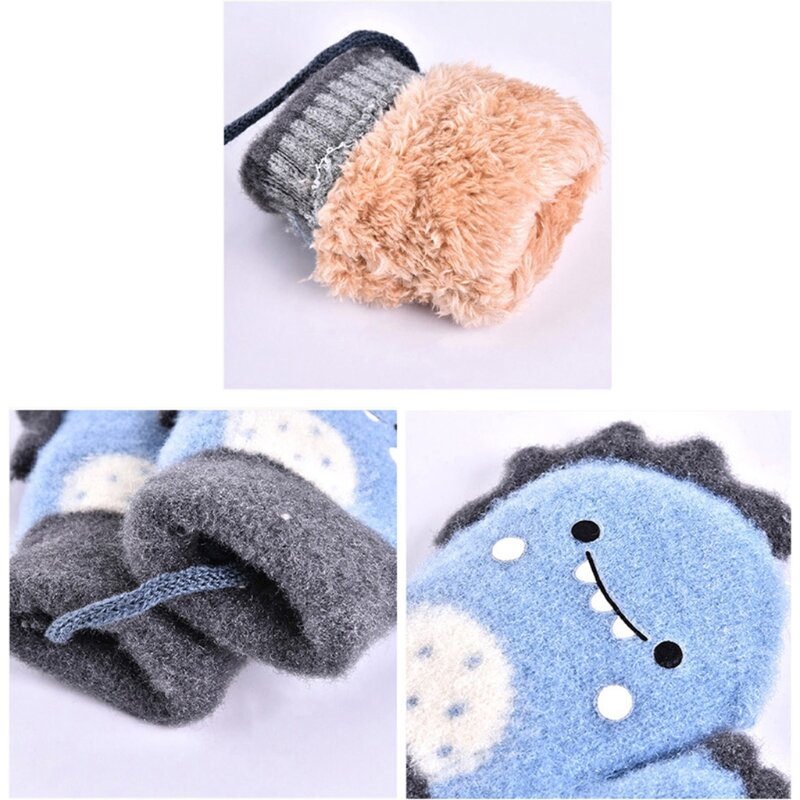 Детские зимние ветрозащитные эластичные вязаные перчатки с полными пальцами, подарок для детей, приятные для кожи теплые варежки