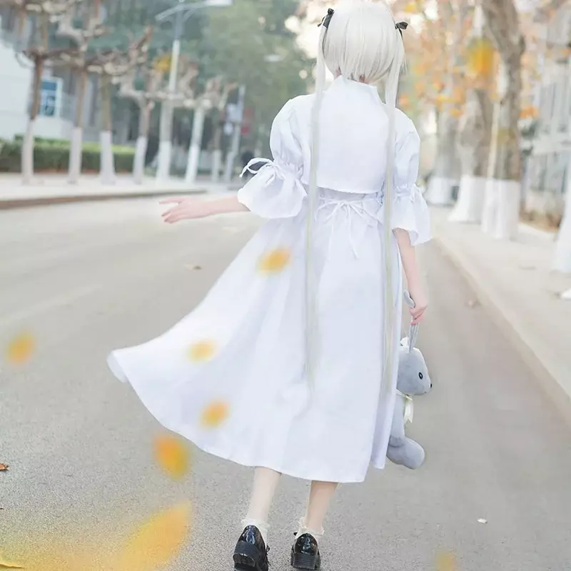 Jeu Yosuga no Sora Kasugano Sora Cosplay Robe pour Femme Adulte, Blanc Kawaii Lolita Robe, Halloween Party Anime Costume