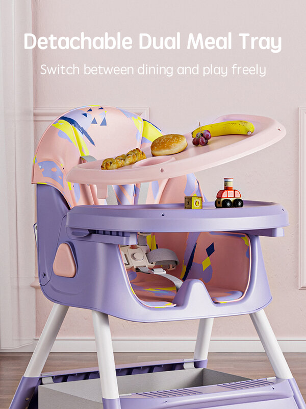 PANGDUBE-silla alta para comer para bebé, sillón reclinable con babero, para alimentación