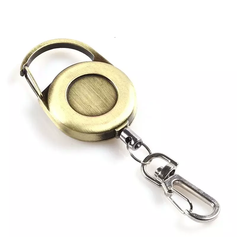 1 Piece Retro Metal Easy-to-pull Buckle Keychain Retractable Buckle Badge Clips Lanyard for Worker Badge Reels Office Supplies