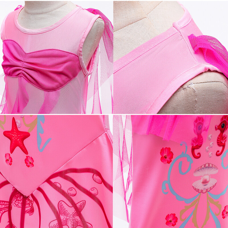 Mädchen kleine Meerjungfrau Ariel Kleid Disney Prinzessin Cosplay Outfit Halloween Karneval Verkleidung Thema Party Kostüm Kind Fantasy-Sets