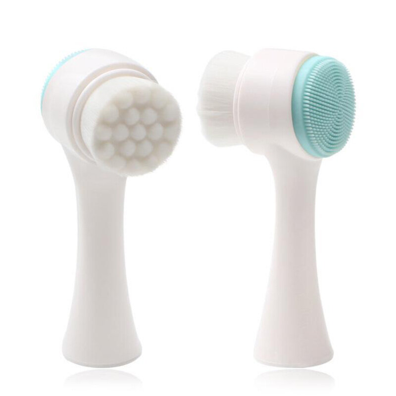 3d Bilateral Silicone Facial Cleanser Manual Massage Facial Brush Soft Bristles Silicone Double-Sided Face Brush Cleaning Tools