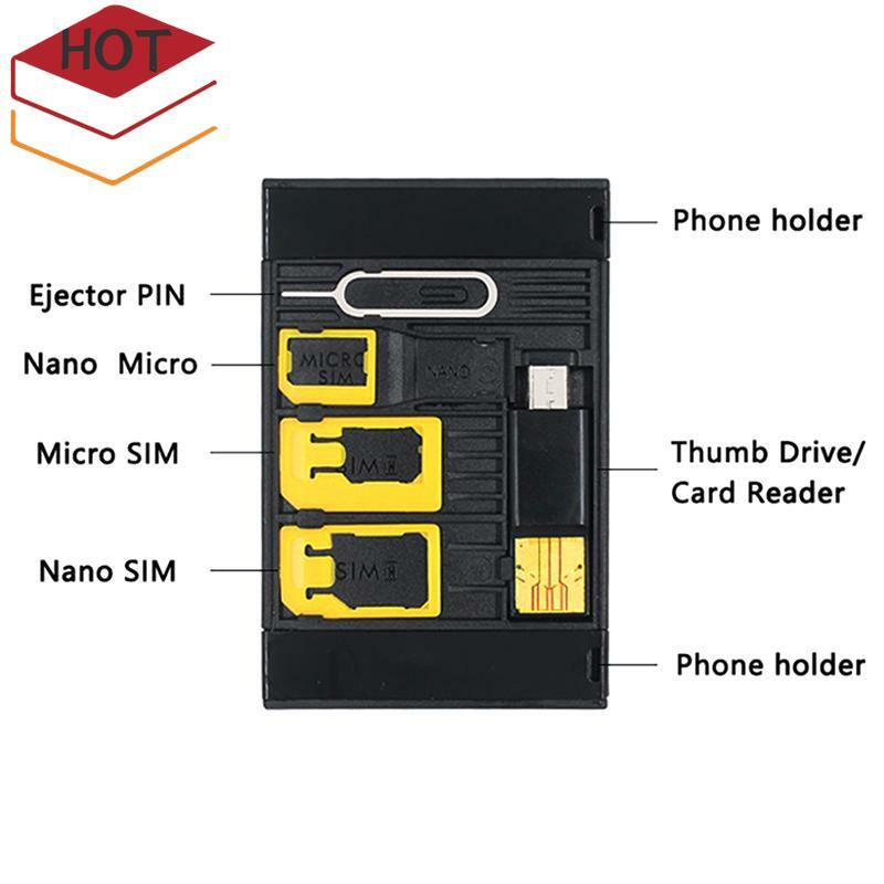 Kit adaptador de cartão SIM para iphone, huawei, xiaomi, tamanho fino, com leitor de cartão tf e bandeja de cartão sim, ejetar pino