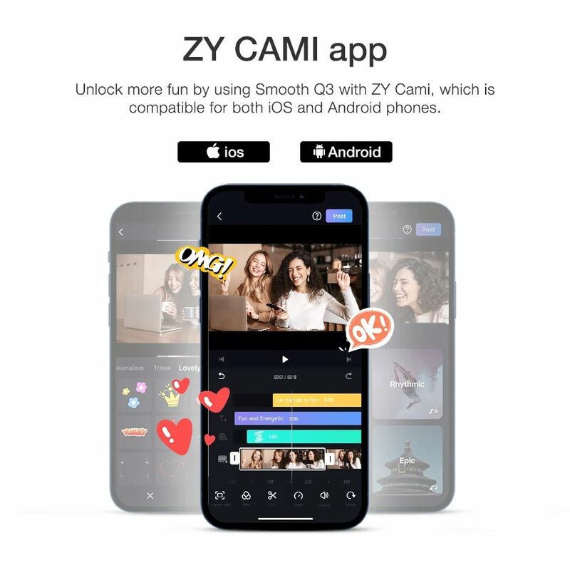 ZHIYUN 공식 부드러운 SMOOTH Q3 스마트 폰 스마트 폰 아이폰에 대한 짐벌 3 축 포켓 크기 전화 핸드 헬드 안정기 삼성 화웨이