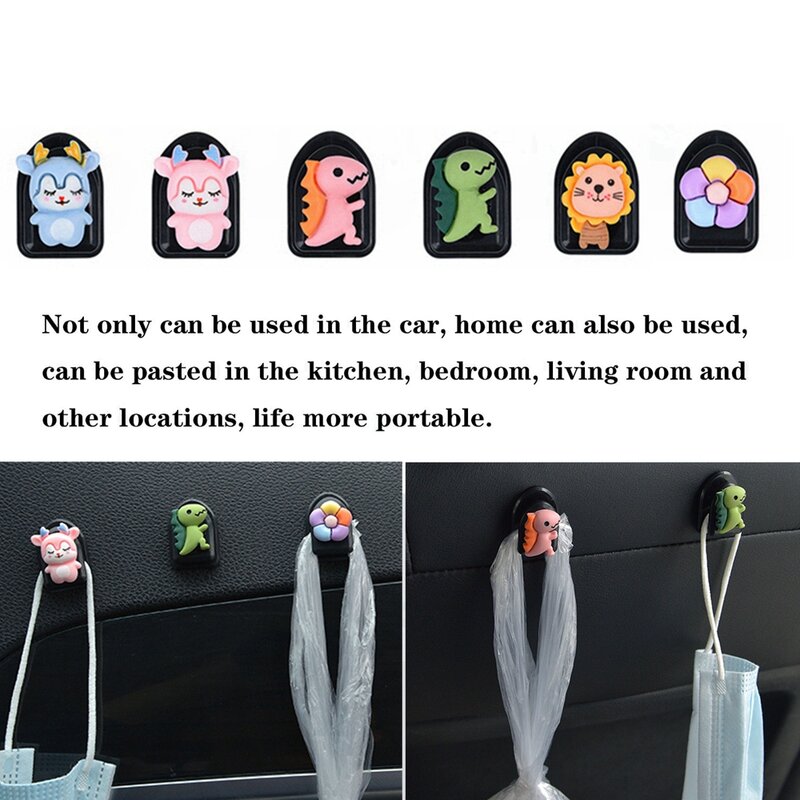 1/3/6PCS Car Hooks Organizer Storage Hanger ABS Cute Car Interior Accessories for USB Cable Headphone Hook Clips