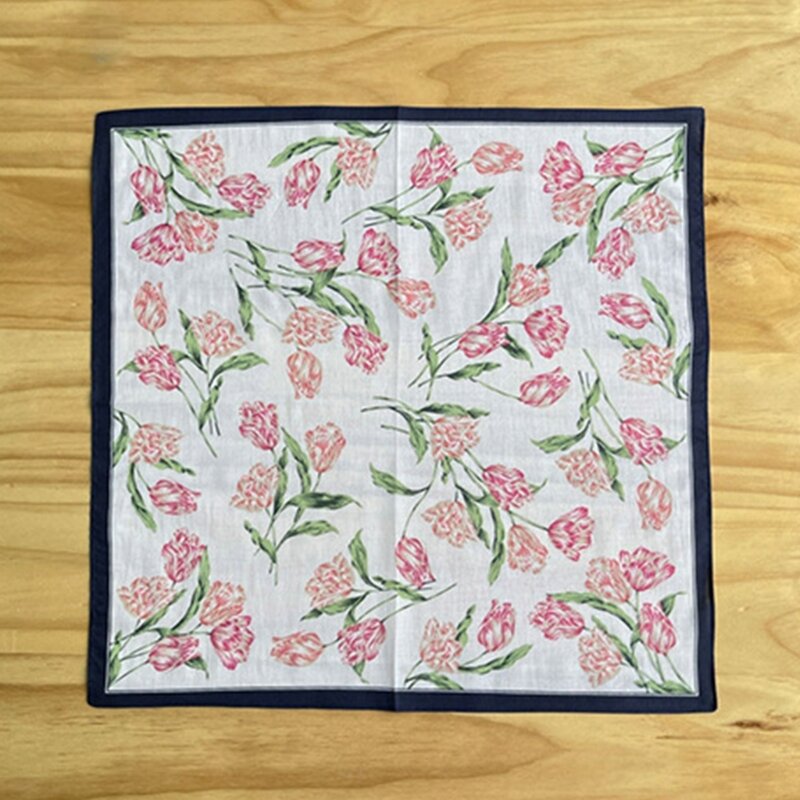45x45cm Handkerchief Women Washable Floral Pattern Hankies Colorful Handkerchief Dropship