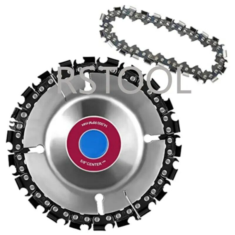 22 Teeth Mill Chain Wheel 4 Inch Circular Saw Blade For Angle Grinder Wood Carving Cutting Disc Power Tools + Extra 1 Chain