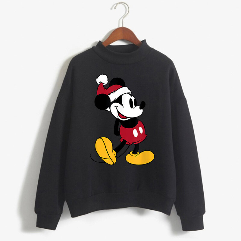 Moletons Disney Mickey Mouse para meninas e meninos, moletom Minnie Cartoon Anime, roupas de gola alta, top kawaii, moda